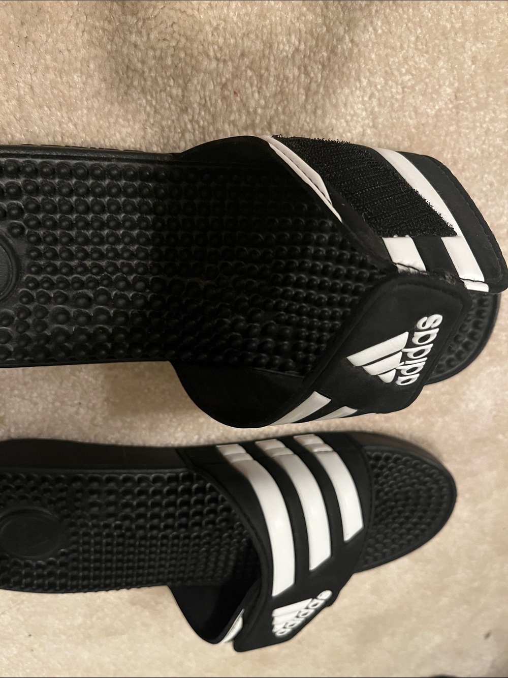Adidas Black and White Slide Sandals - Picture 2 of 4